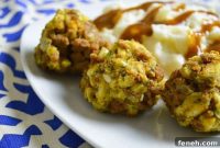Crispy Turkey Meatballs Stuffed with Savory Stuffing