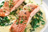 Pan-Seared Salmon with Creamy Spinach Sauce Recipe