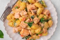 Creamy Salmon Gnocchi Recipe with Garlic Parmesan Sauce