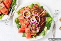 Balsamic Chicken and Watermelon Salad with Feta and Arugula