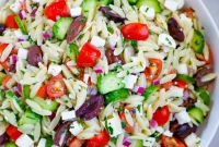 Greek Orzo Salad with Feta, Cucumber & Lemon Dressing