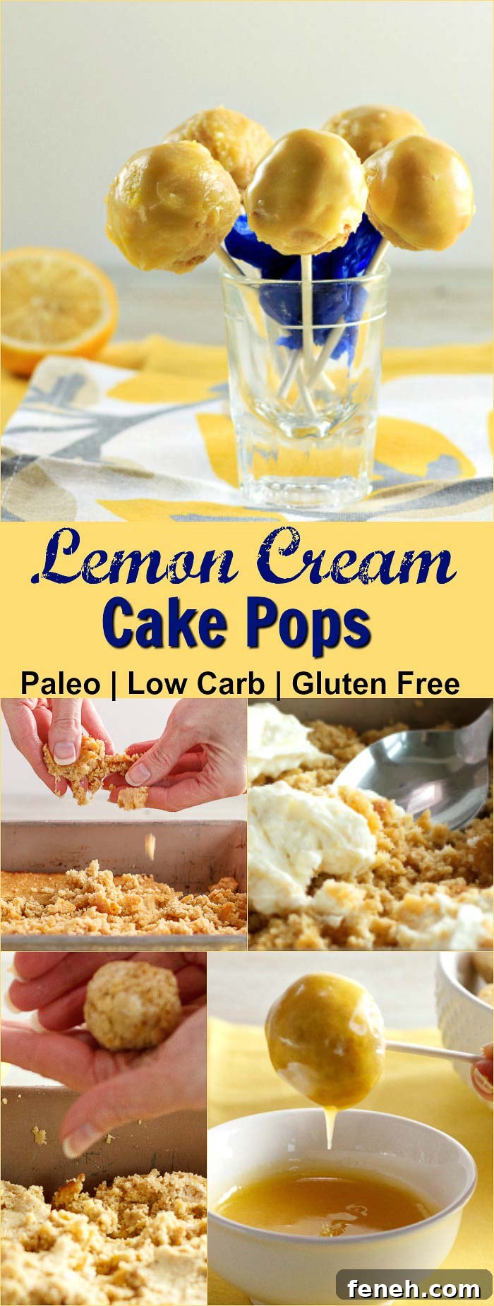 Lemon Cream Cake Pops Low Carb & Paleo