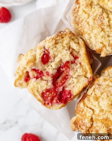 Raspberry white chocolate muffins