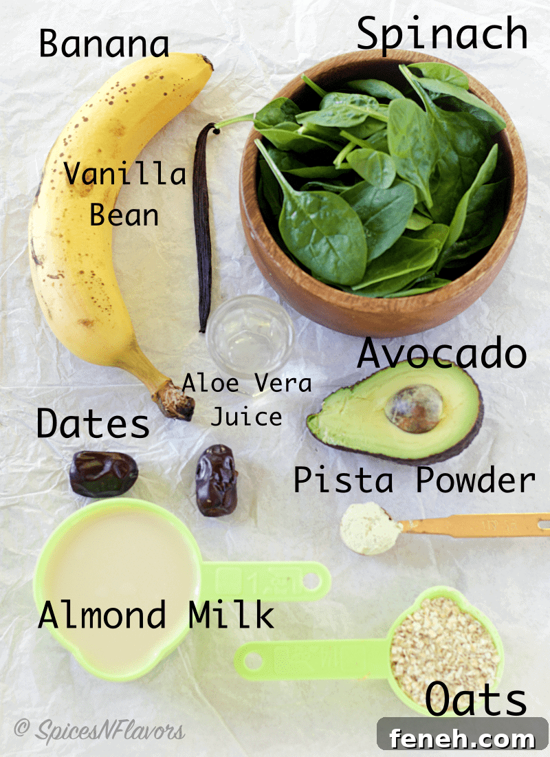 Creamy Vanilla Green Smoothie Recipe for Daily Energy 6 classic-vanilla-green-smoothie green smoothie ingredients food photography