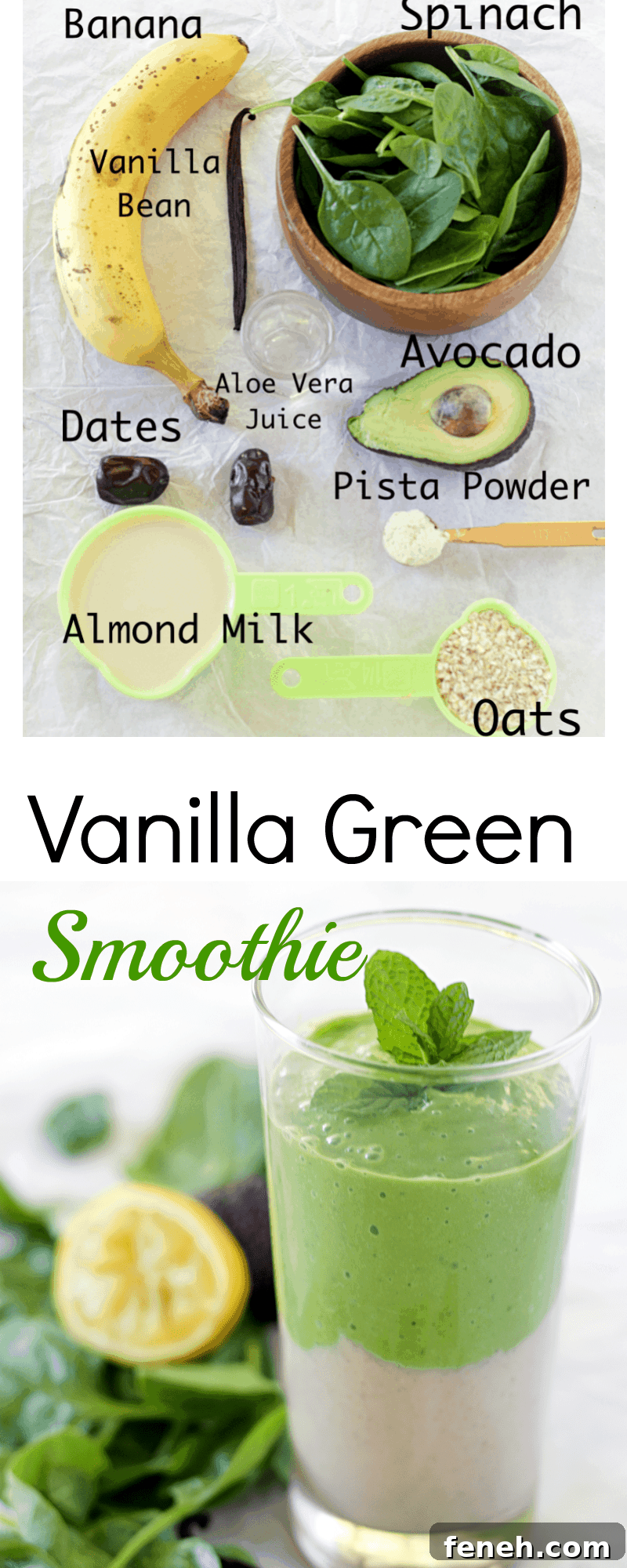 Creamy Vanilla Green Smoothie Recipe for Daily Energy 8 classic-vanilla-green-smoothie healthy vegan gluten free smoothie perfect for back to school breakfast