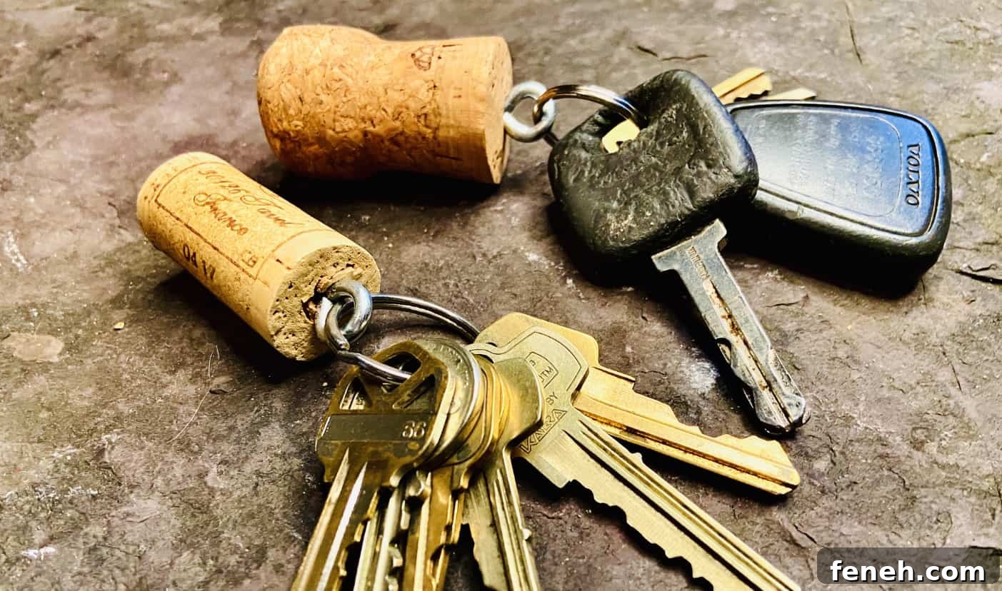 Cork key rings.