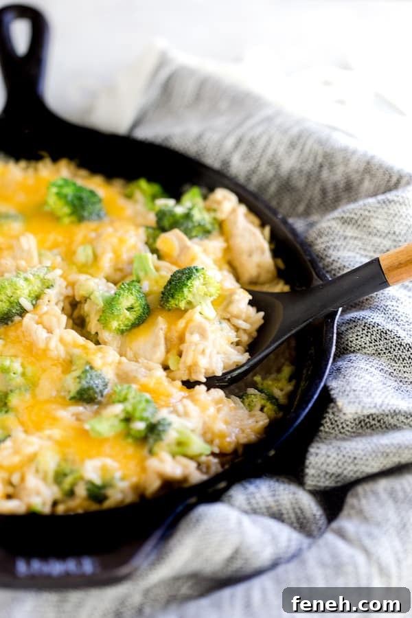 One Skillet Broccoli Cheddar Chicken Rice