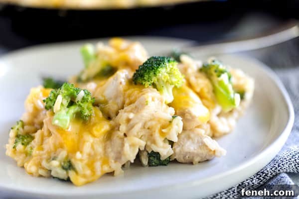 One Skillet Broccoli Cheddar Chicken Rice