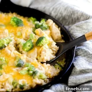 One Skillet Broccoli Cheddar Chicken Rice