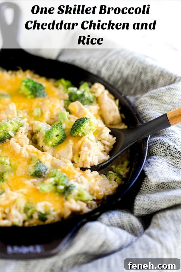 One Skillet Broccoli Cheddar Chicken Rice