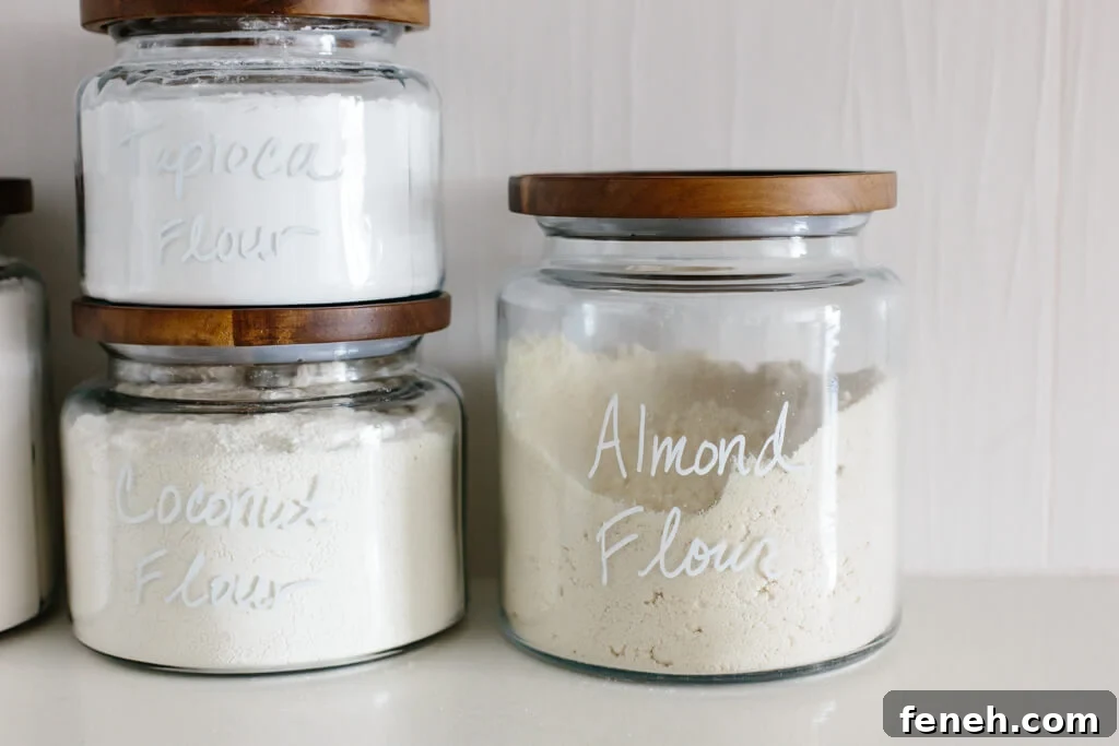 Pantry organization ideas - kitchen countertop jars with wooden lids.