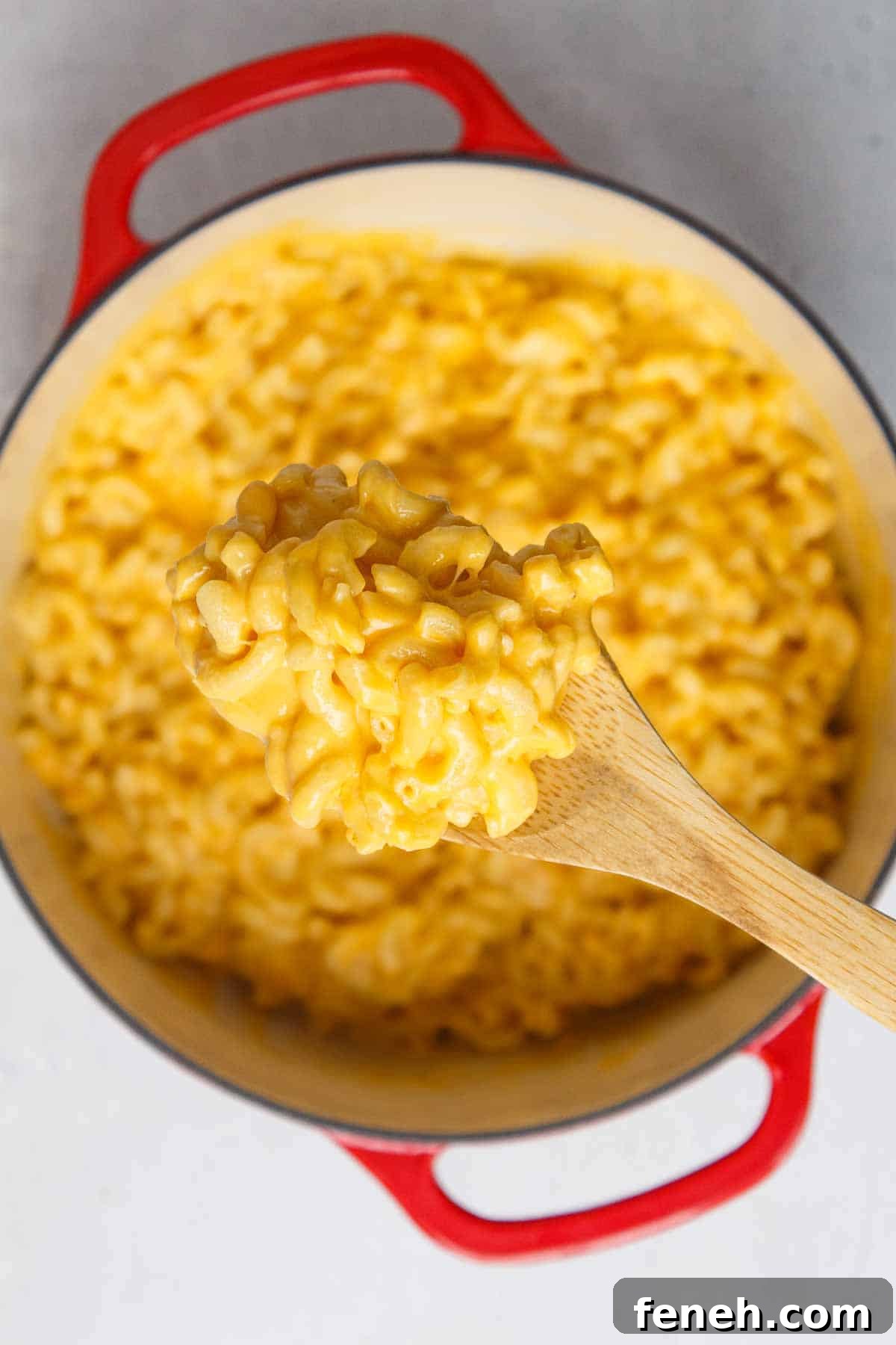 4-Ingredient Mac and Cheese on a wooden serving spoon
