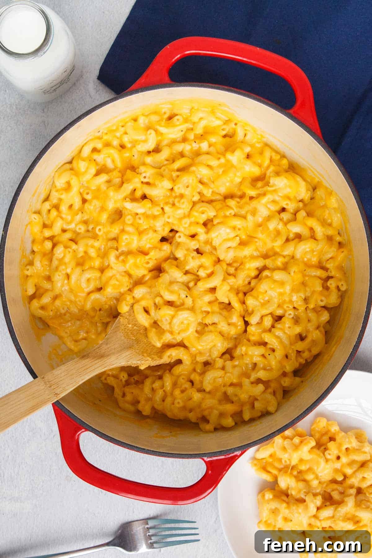 4-Ingredient Mac and Cheese in a dutch oven pot