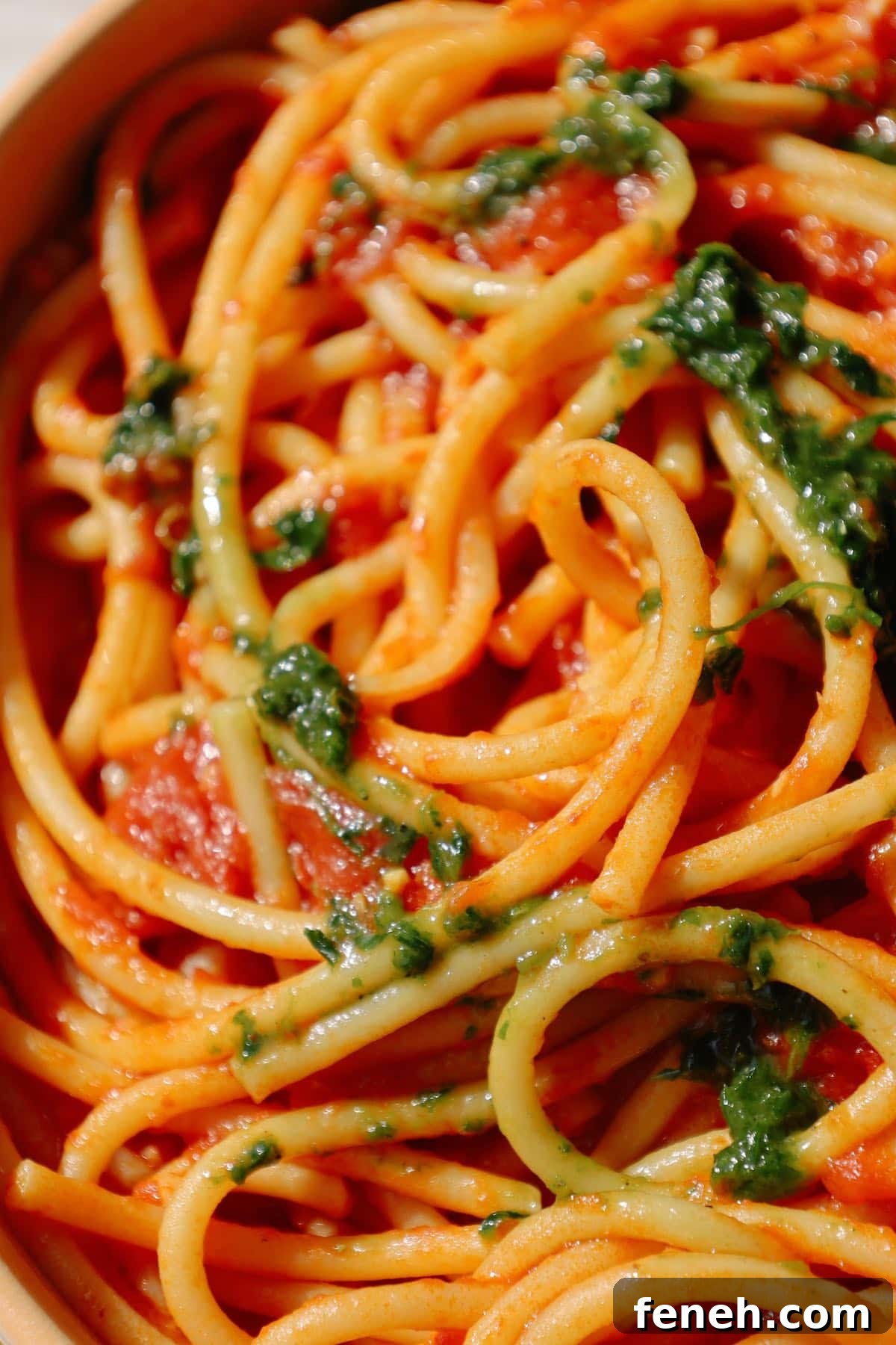 pasta pomodoro close up