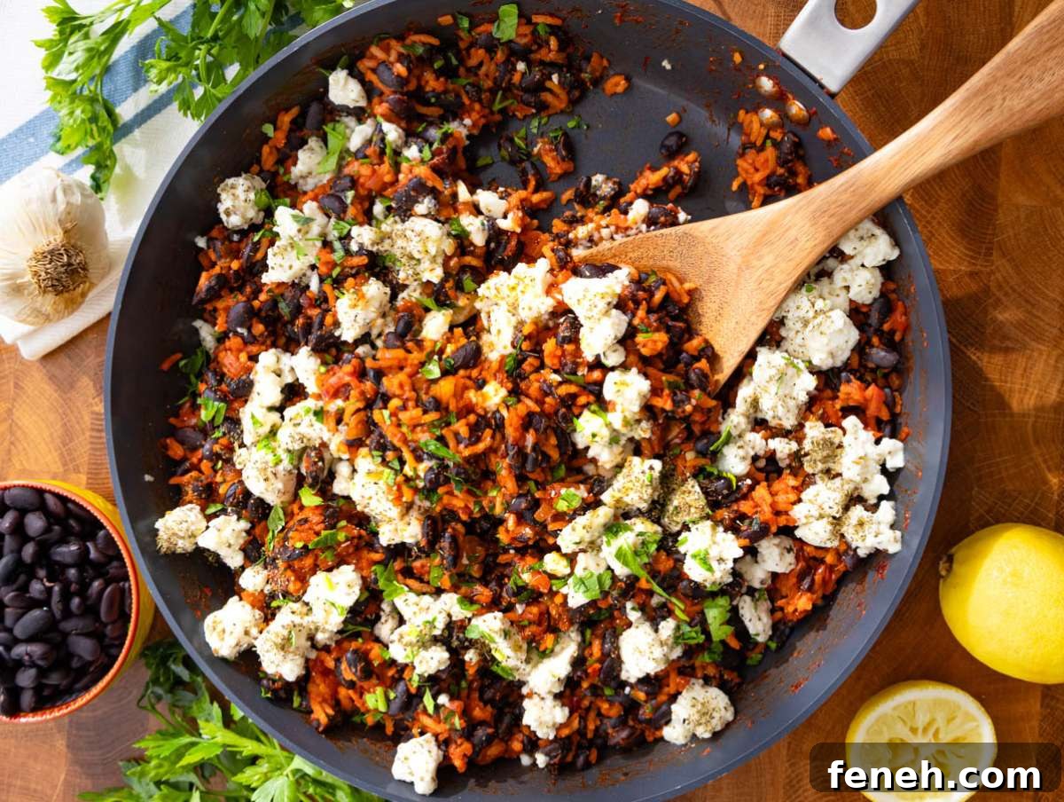 Step 4 Finished skillet topped with marinated feta and parsley ready to serve.