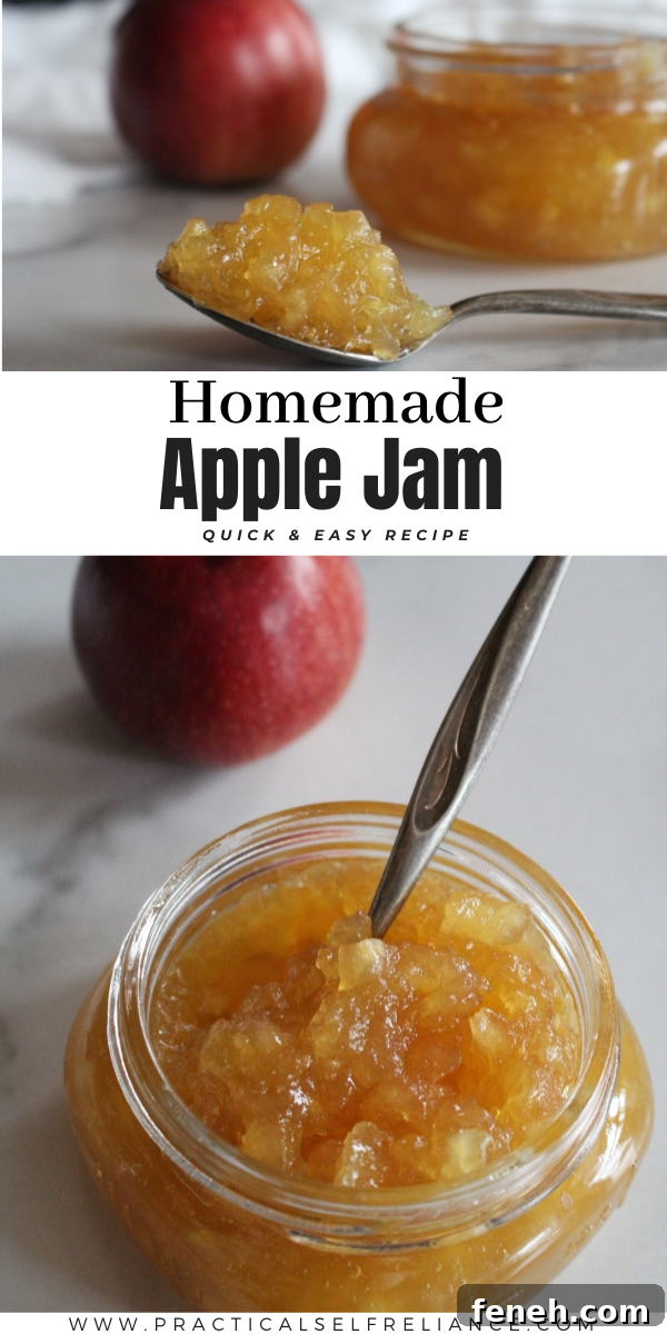Homemade Apple Jam is quick and easy, with just a few ingredients and no added pectin. Learn how to preserve apples in old fashioned apple jam.