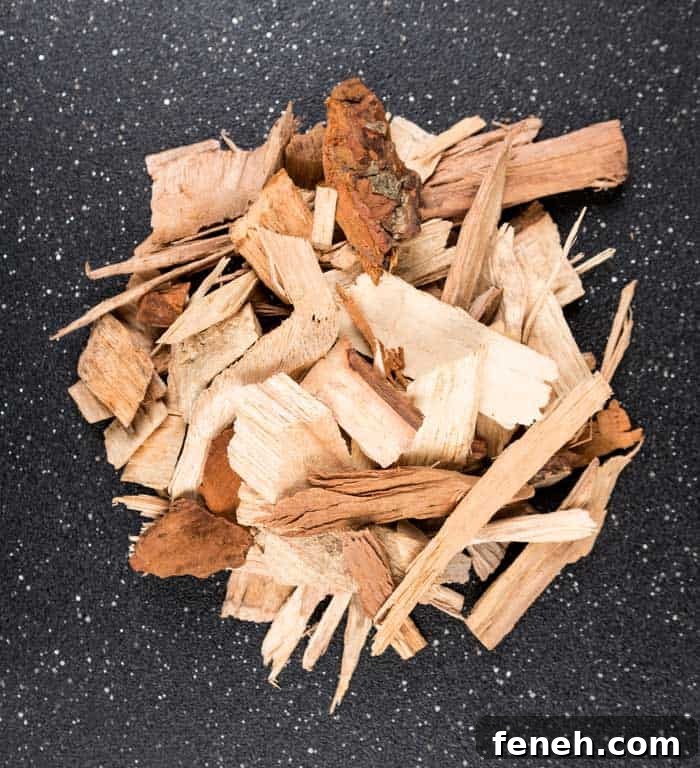 Pile of shredded wood chips for smoking meats