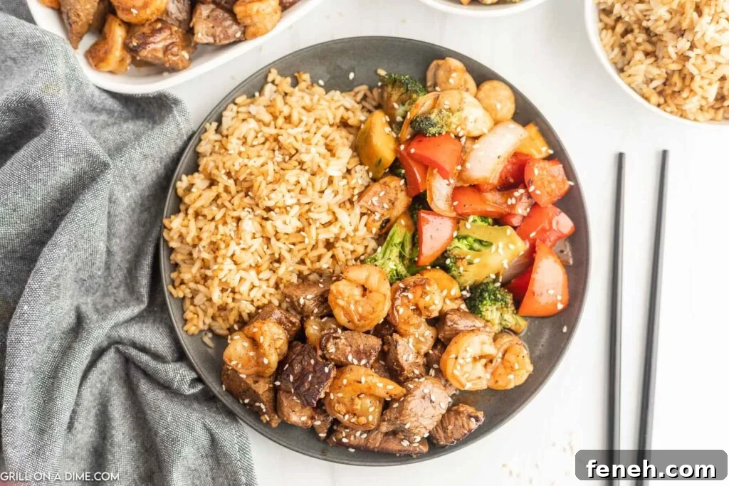 Assorted hibachi dishes