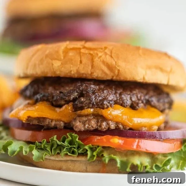 Close up of a cheeseburger
