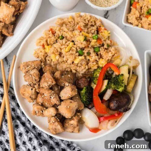 Plate of hibachi chicken and sides