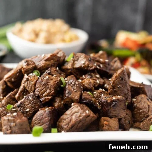 Bite-sized hibachi steak