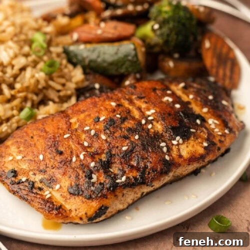Grilled salmon and vegetables