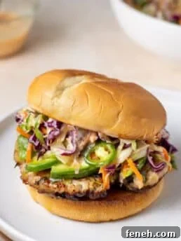 sweet chili chicken burger with sesame slaw and bang bang sauce