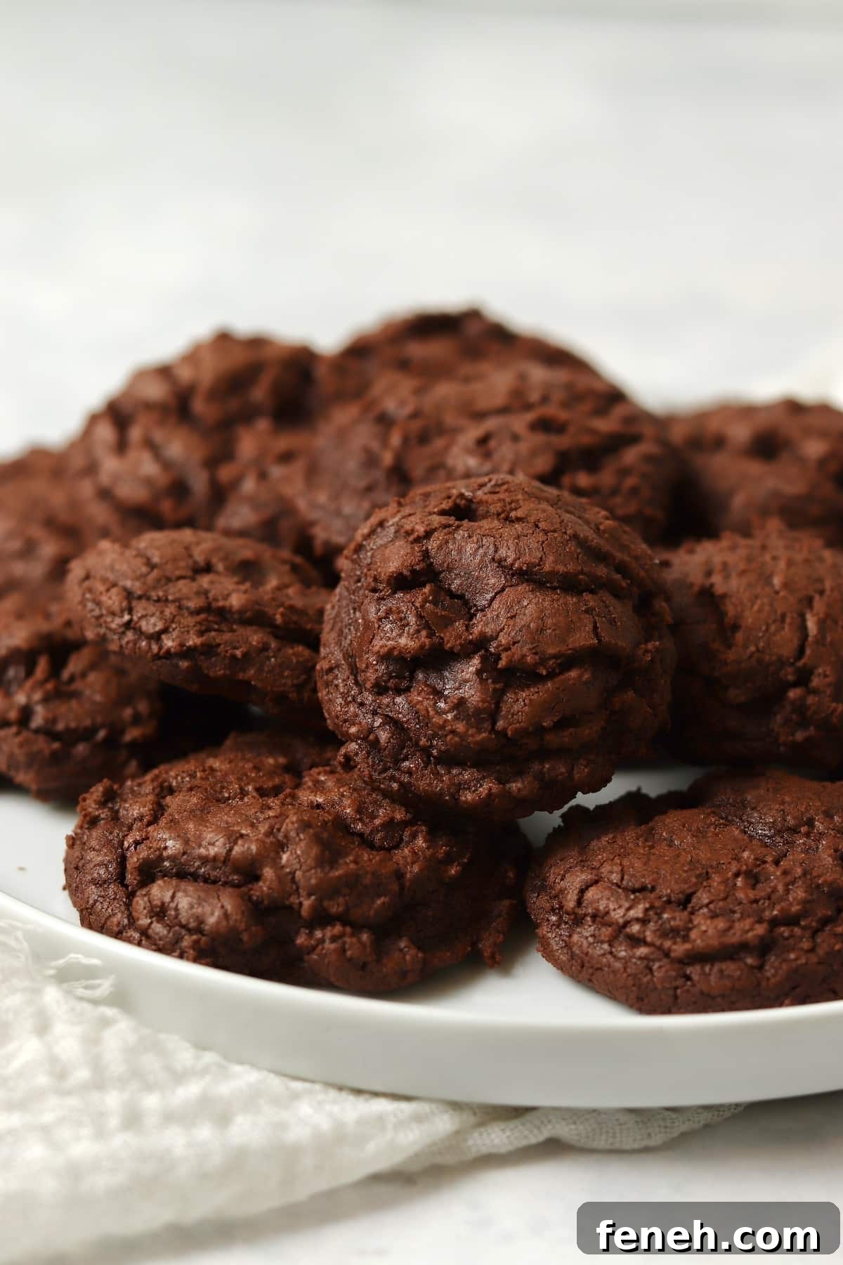 Plate of fudgy brownie cookies.