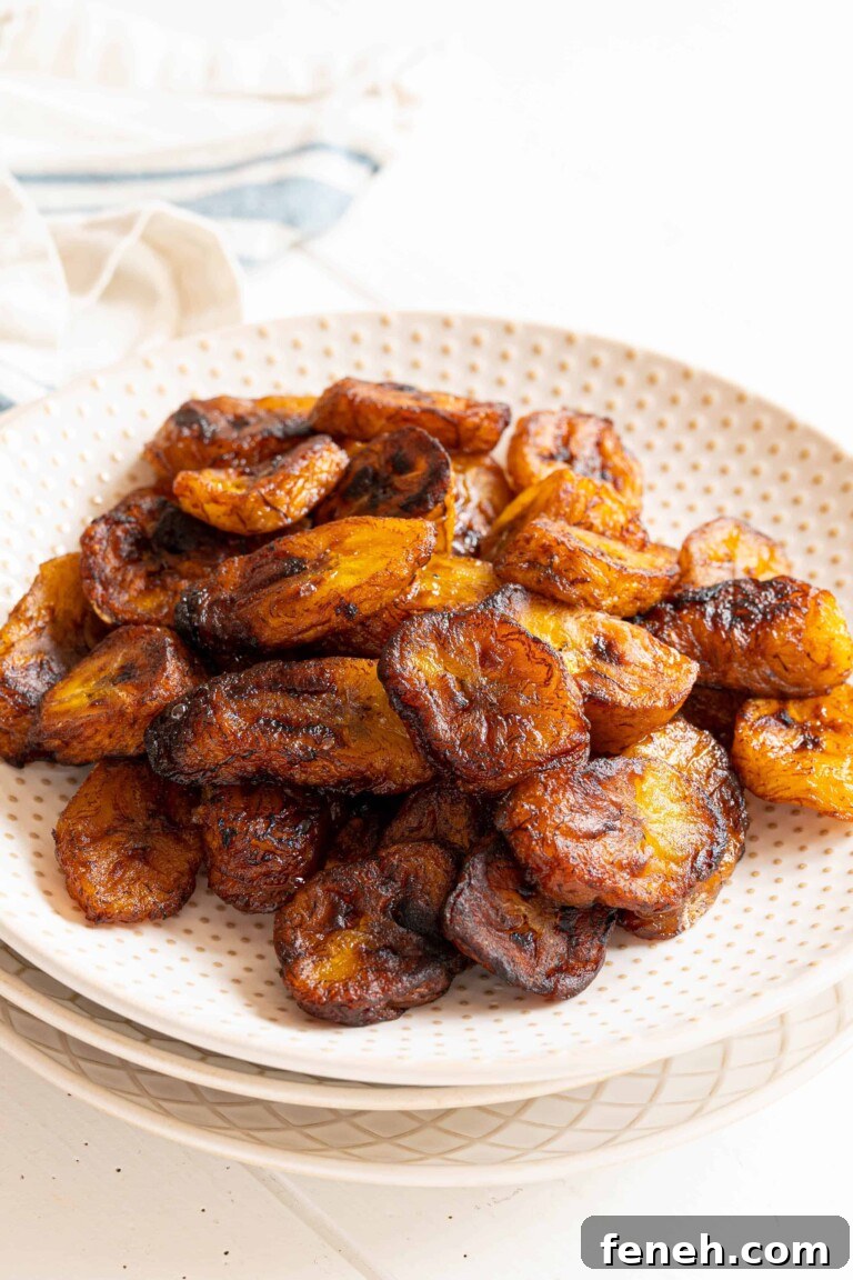 a plate of sweet fried plantains