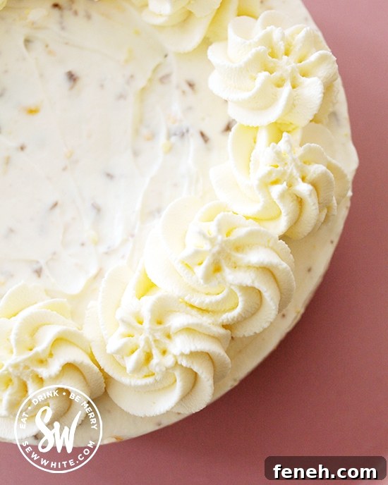Beautiful cream swirls on the chocolate orange cheesecake