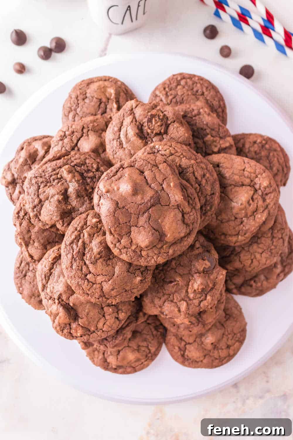 A plate of brownie mix cookies.
