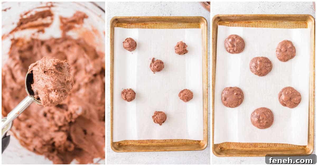 Collage of adding the dough to a baking sheet.