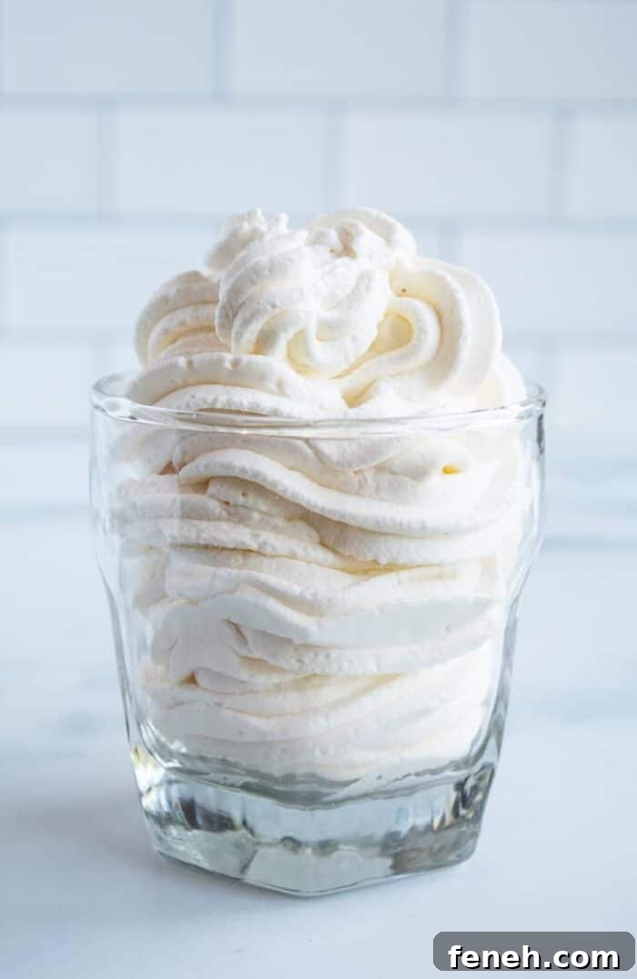 clear glass with piped keto whipped cream inside