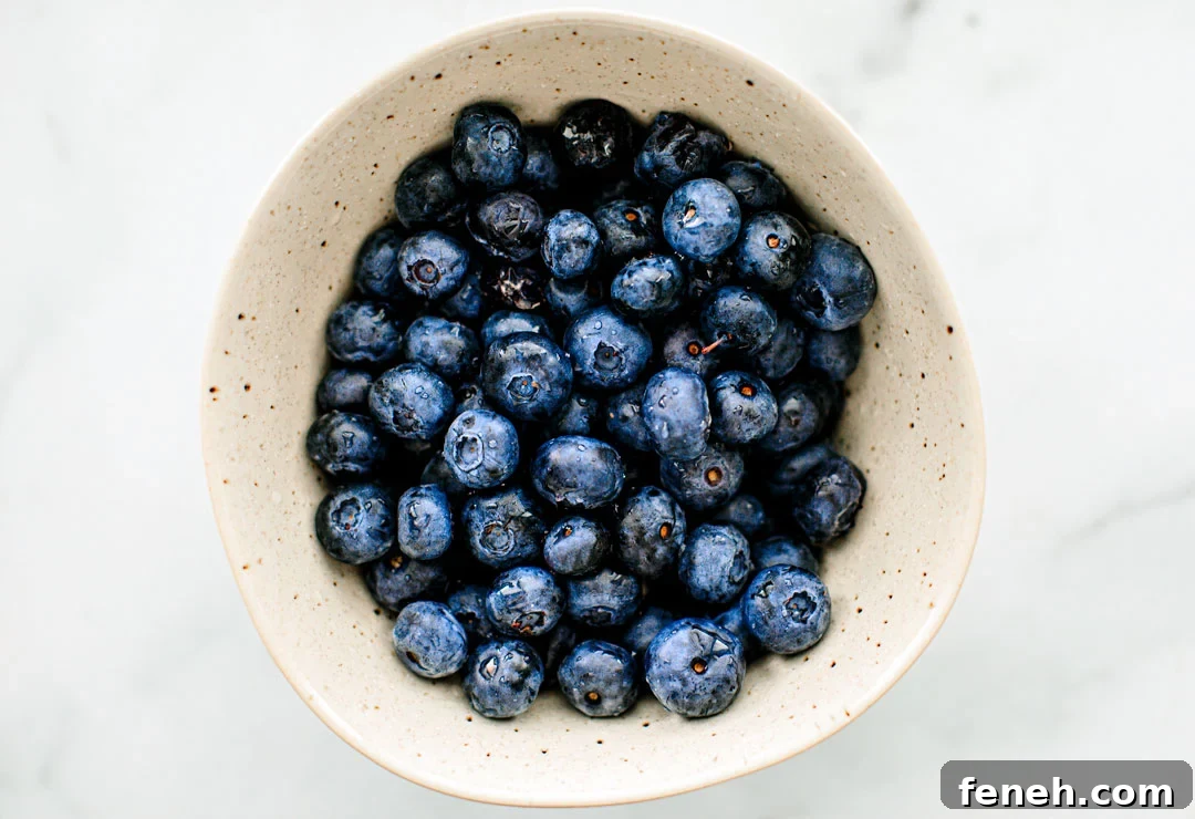 Bowl of fresh blueberries.