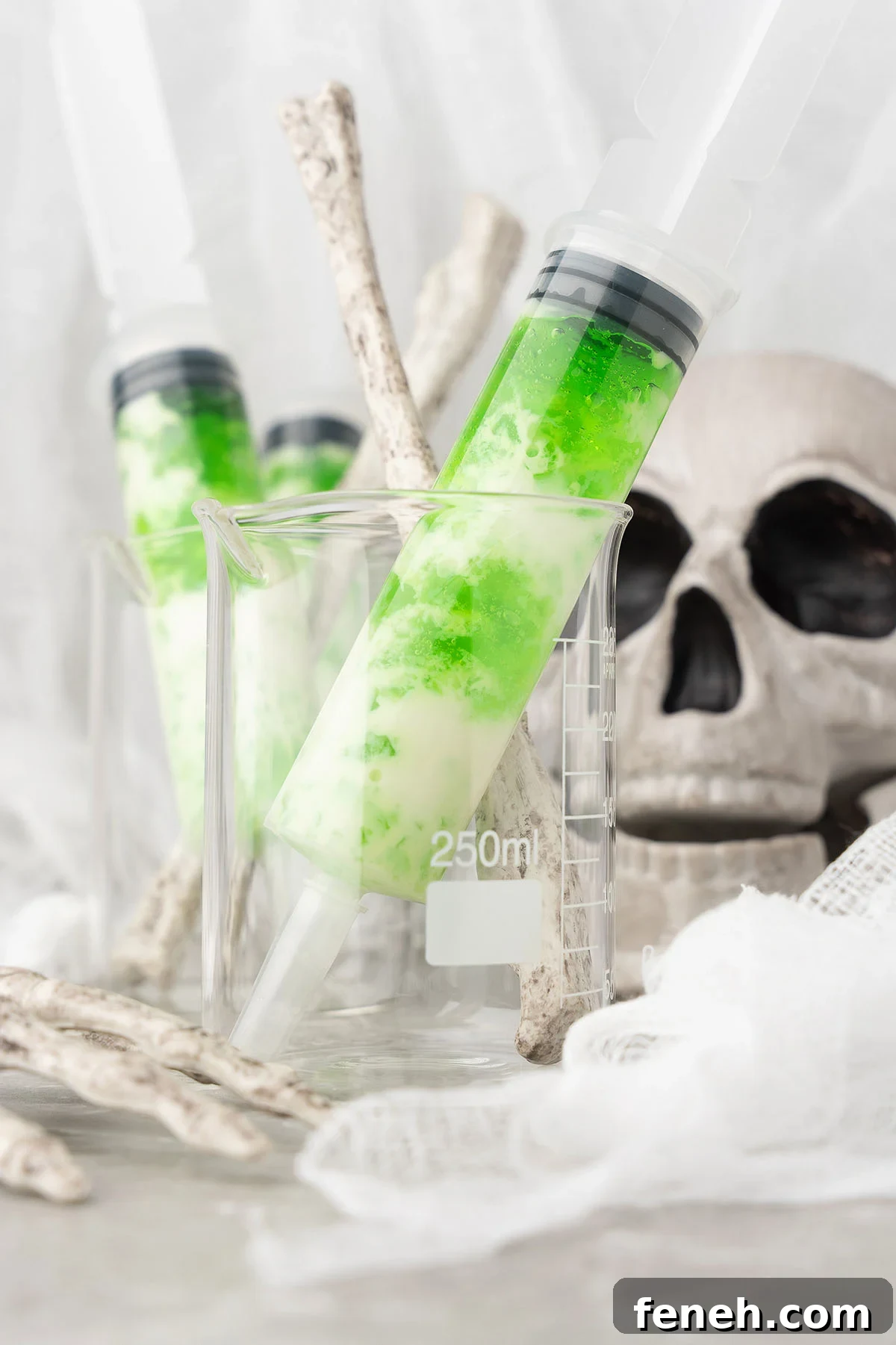 Halloween Shot Recipes and Spooky Shooter Ideas for Parties 4 Ectoplasm syringe jello shots.