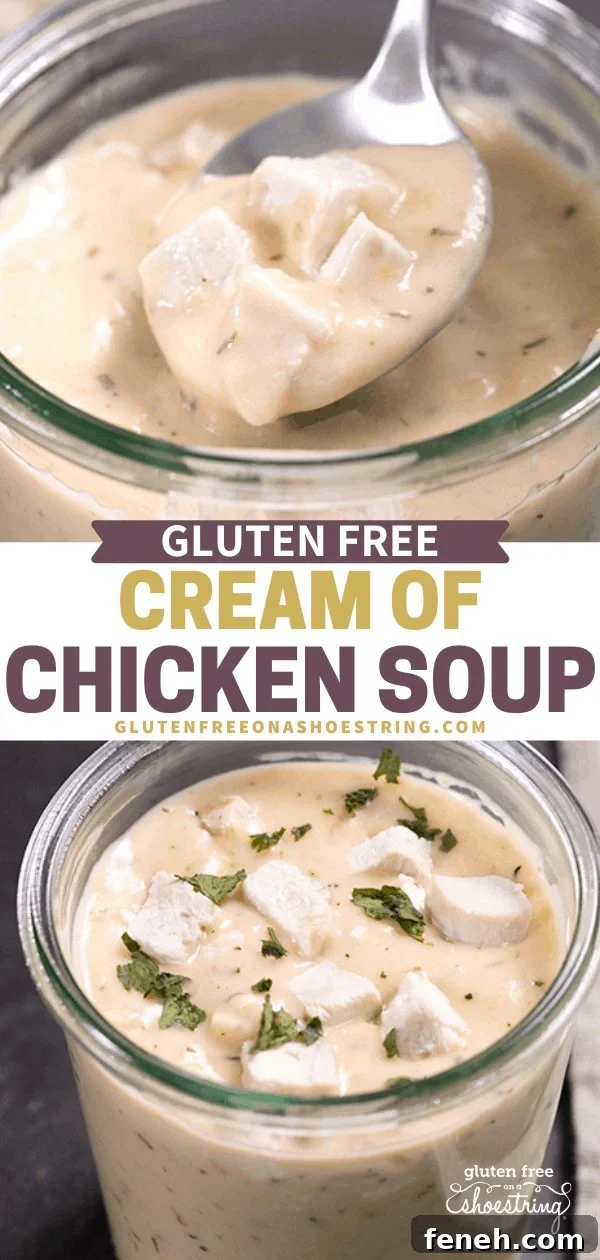 Cream of Chicken Soup spoonful and in jar with parsley on top