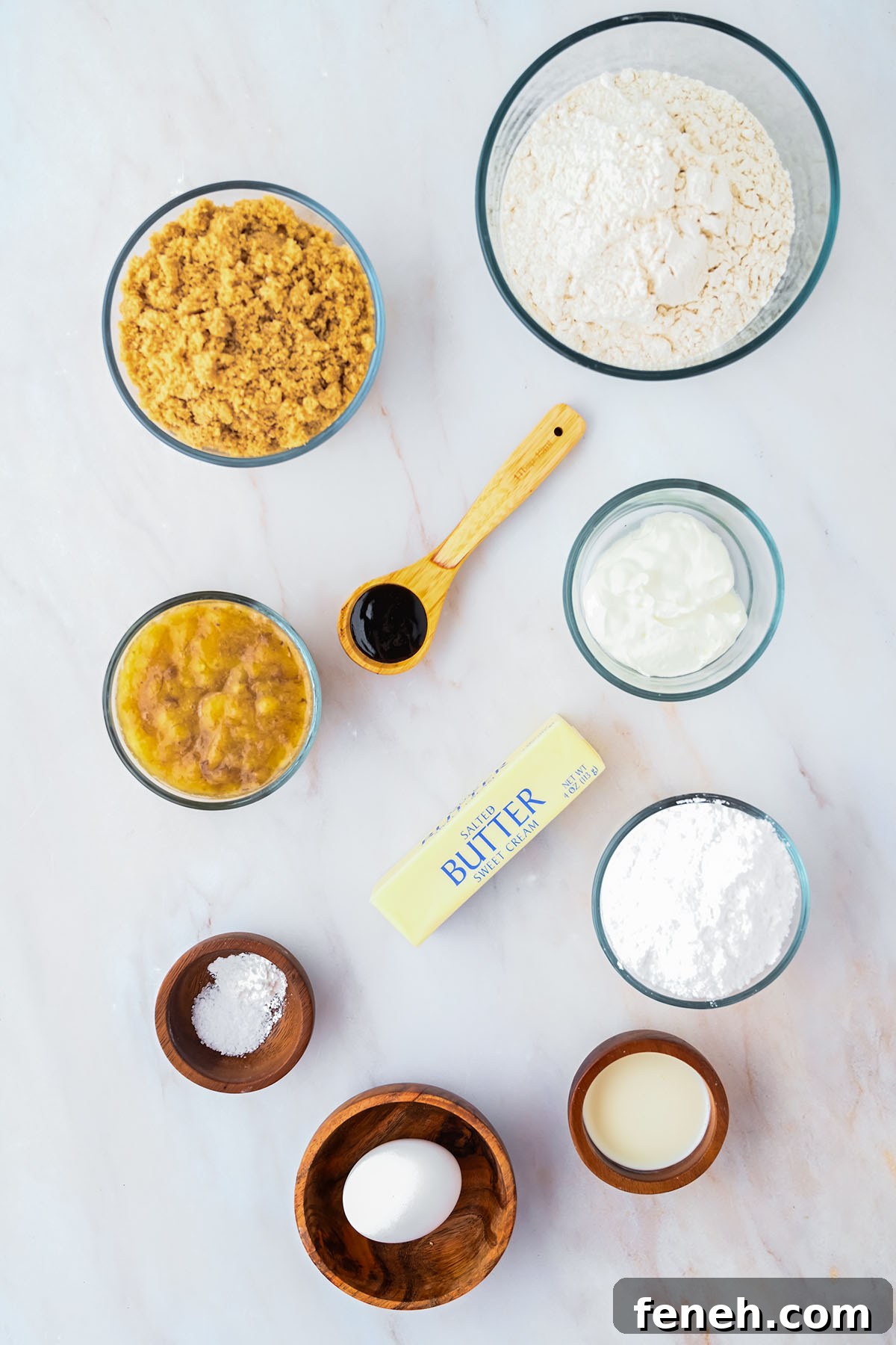 Ingredients to make Banana Blondies set out on the counter.