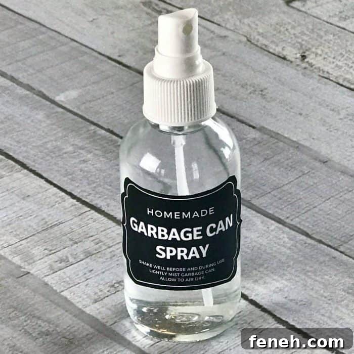 DIY trash can deodorizer spray made with essential oils