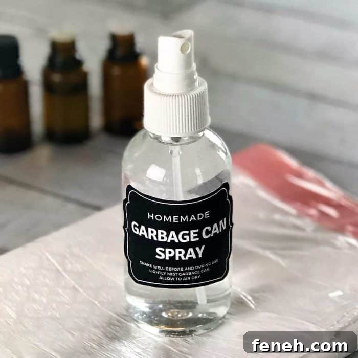 DIY trash can deodorizer spray made with essential oils