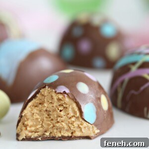 Peanut Butter Easter Eggs with a bite taken out of it