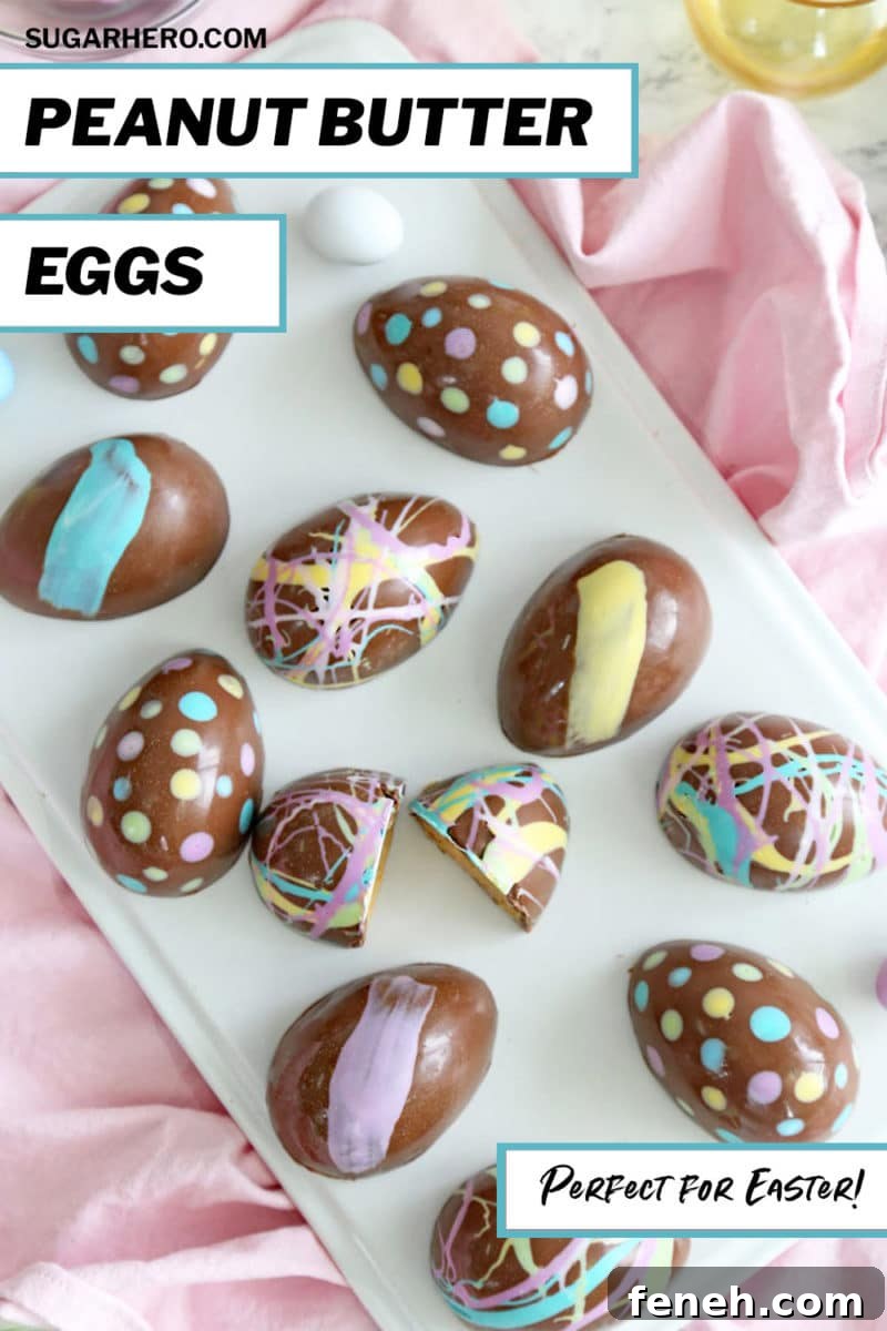 Peanut Butter Easter Eggs with text overlay for Pinterest