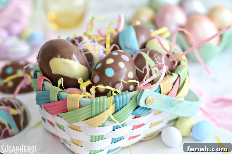 Peanut Butter Easter Eggs in a pastel Easter basket