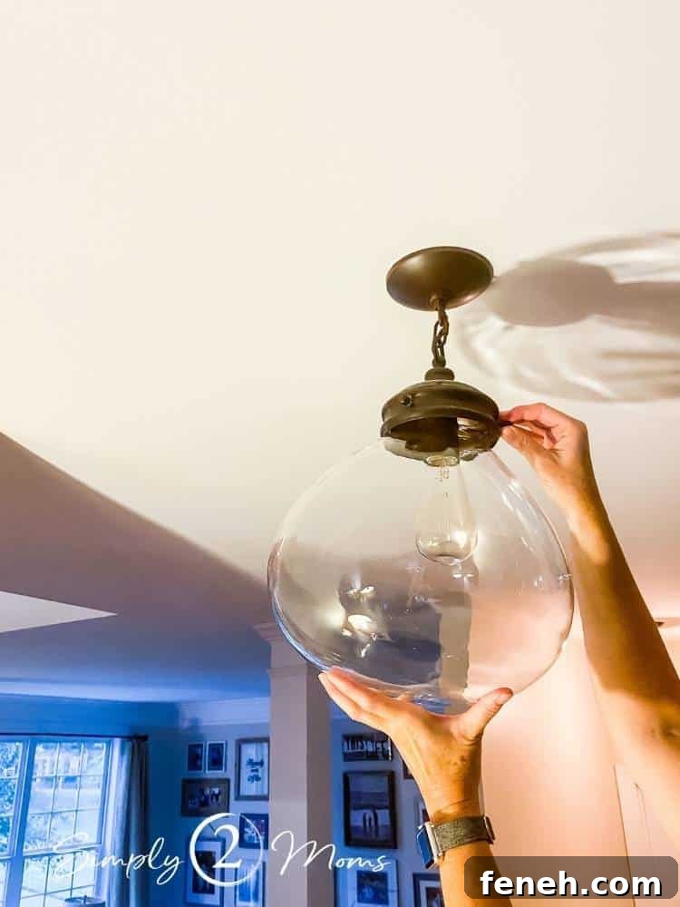 hanging light fixture back up after cleaning