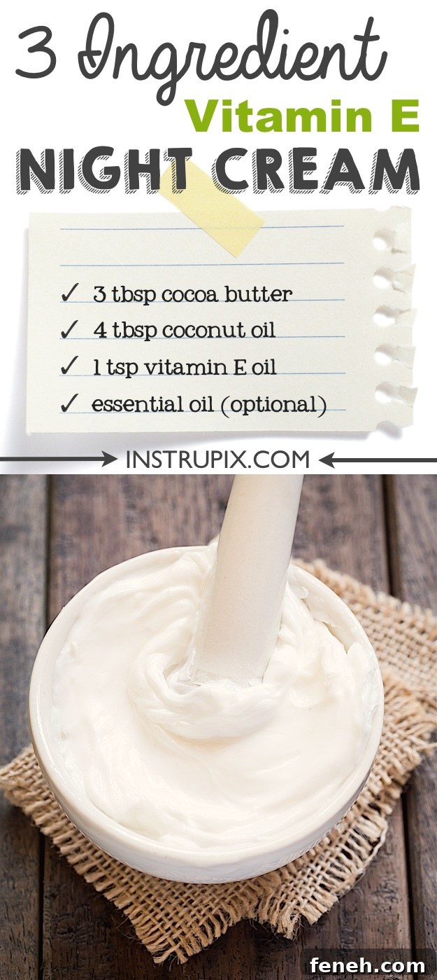 Easy DIY night cream made with just 3 ingredients! This could also be used as a body butter! It's so luxurious! It's perfect for moisturizing, fine lines and healing dry, dull skin.