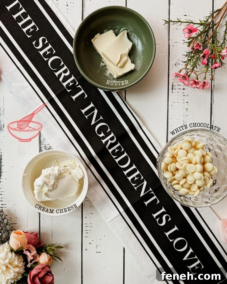 Ingredients for cream cheese frosting