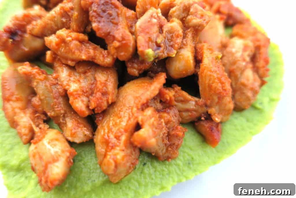 asian chicken with cauliflower & broccoli purée