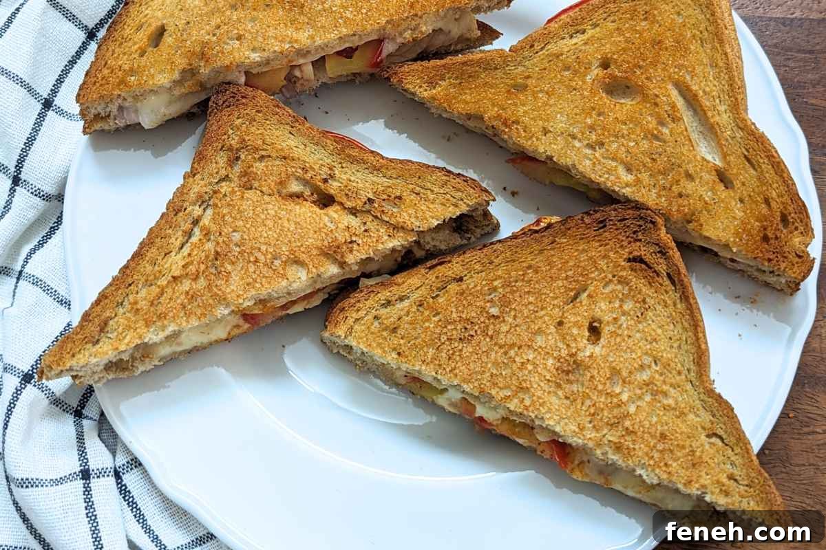 Tomato Cheese sandwich halves on a plate