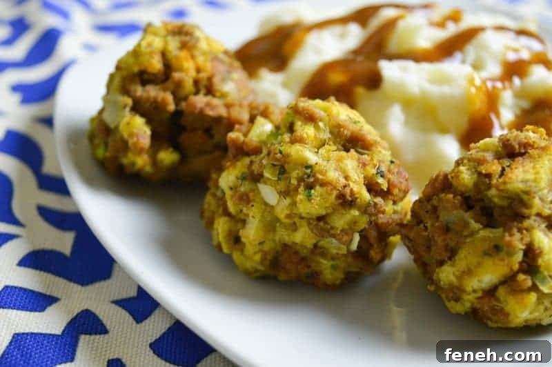 If you’re looking for an easy appetizer to bring to a potluck or holiday dinner, these Turkey and Stuffing Balls are a wonderful option.