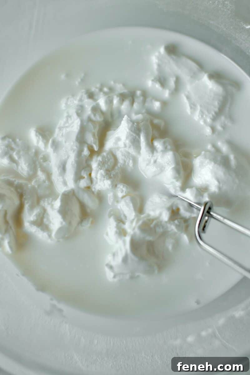 Whisking together the sour cream and milk.