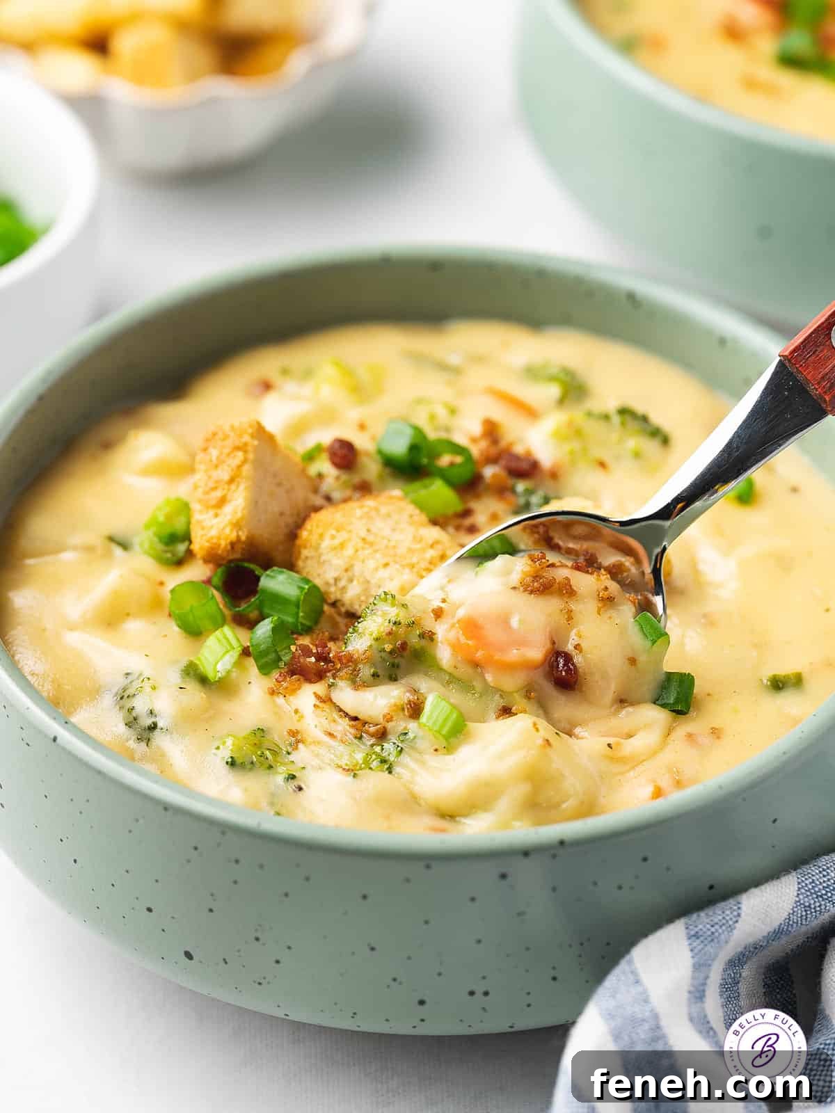 spoonful of three cheese beer soup